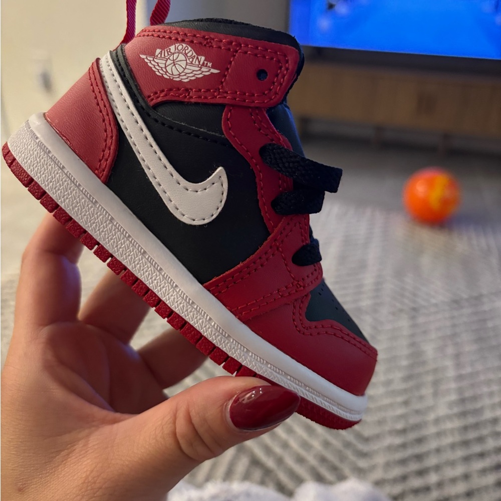 Jordan Kids' Red and Black Sneakers with White Accents